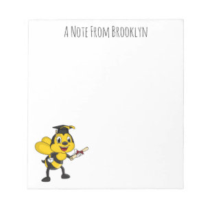 Happy cartoon bee afstuderen notitieblok