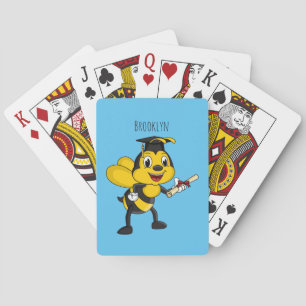 Happy cartoon bee afstuderen pokerkaarten