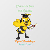 Happy cartoon bee afstuderen raamsticker (Vel)