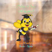 Happy cartoon bee afstuderen raamsticker (Vel 2)