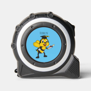 Happy cartoon bee afstuderen rolmaat