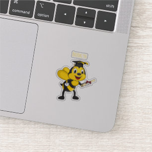 Happy cartoon bee afstuderen sticker