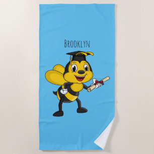 Happy cartoon bee afstuderen strandlaken
