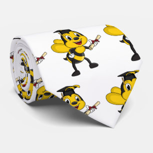 Happy cartoon bee afstuderen stropdas