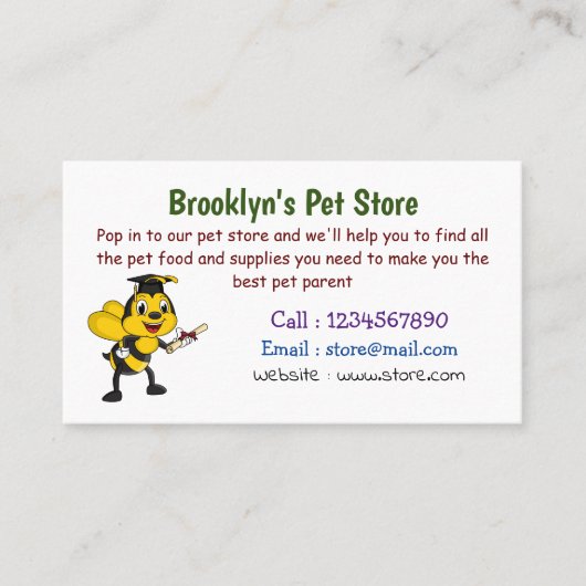 Happy cartoon bee afstuderen visitekaartje (Voorkant)