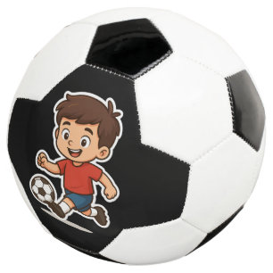 Happy Cartoon Boy aan het voetballen