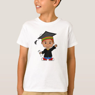 Happy Cartoon Boy Wearing Pet and Gown T-shirt