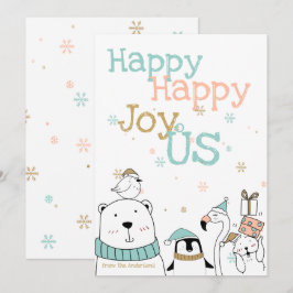 Happy Cartoon Critters Christmas Kaart