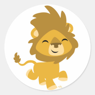 Happy Cartoon Lion autocollant rond
