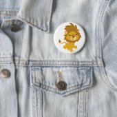 Happy Cartoon Lion Button Badge (In situ)
