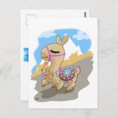 Happy Cartoon Llama Briefkaart (Voorkant / Achterkant)