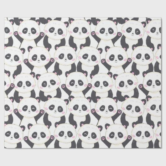 Happy Cartoon Panda Pattern Cadeaupapier (Vlak)