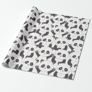 Happy Cartoon Panda Pattern Cadeaupapier