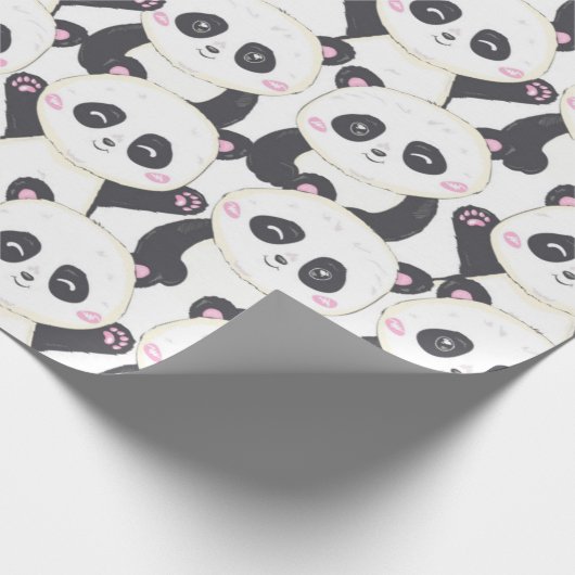 Happy Cartoon Panda Pattern Cadeaupapier (Hoek)