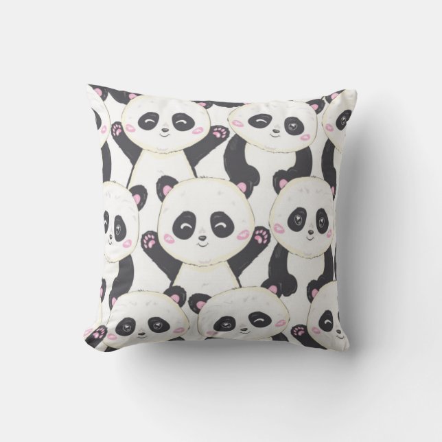 Happy Cartoon Panda Pattern Kussen (Voorkant)