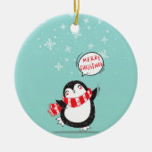 Happy Cartoon Penguin Keramisch Ornament (Voorkant)