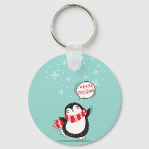 Happy Cartoon Penguin Sleutelhanger