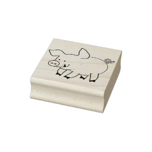 Happy Cartoon Piggy Rubberstempel