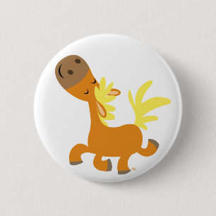 Happy Cartoon Pony-knoppenbadge Ronde Button 5,7 Cm