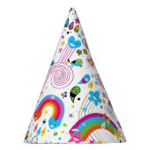 Happy Cartoon Rainbows en Shapes Seamless Pattern Feesthoedjes (Rechts)