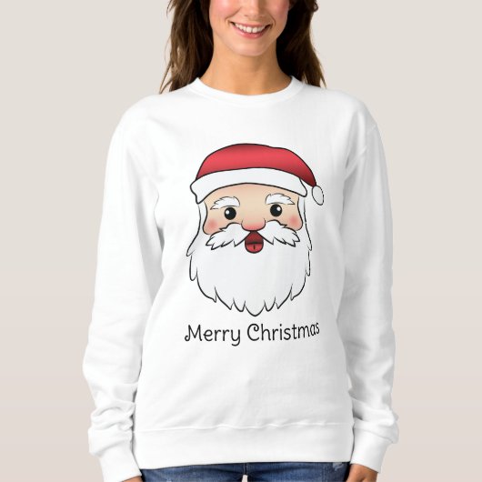Happy Cartoon Santa Claus Head met aangepaste teks Trui (Voorkant)
