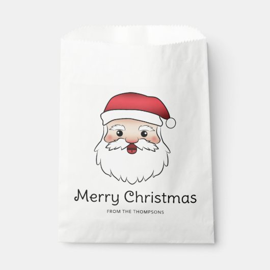 Happy Cartoon Santa Claus Head op blauw en tekst Bedankzakje (Voorkant)