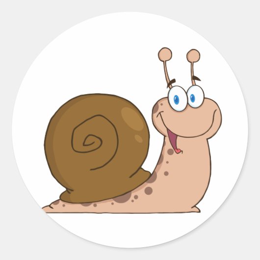 Happy Cartoon Snail Ronde Sticker (Voorkant)