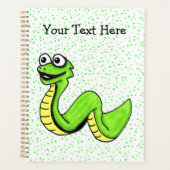 Happy Cartoon Snake Heldergroen op stippen Planner (Voorkant)