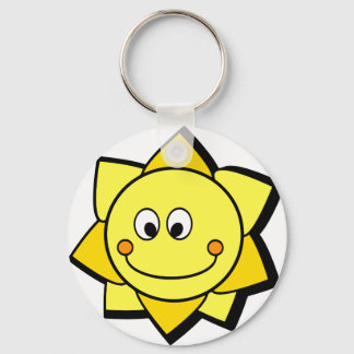 Happy Cartoon Yellow en Oranje Sun Sleutelhanger