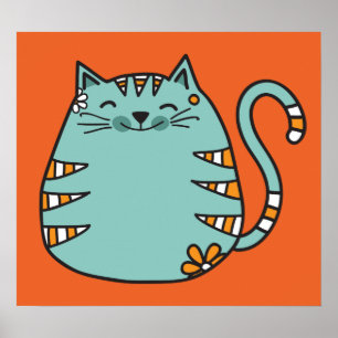 Happy Cat aangepast poster kleur