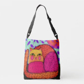 Happy Cat Abstract schilderen Crossbody Tas (Achterkant)