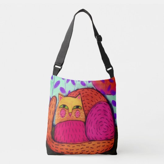 Happy Cat Abstract schilderen Crossbody Tas (Voorkant)