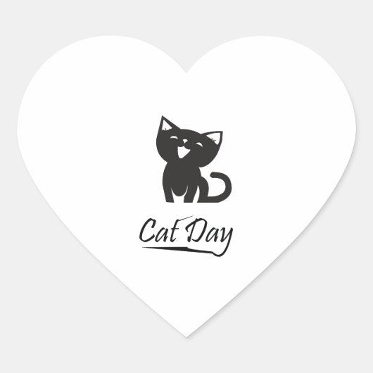 Happy Cat Day Hart Sticker (Voorkant)