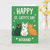 Happy Cat Day Husband Card Kaart (Gele Bloem)
