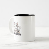 Happy Cat Day Mug - Cute Cat Design pour Amoureux  (Devant gauche)