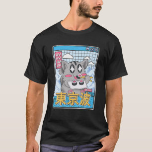 Happy Cat Eating Sushi Vaporwave Aesthetic Anime K T-shirt
