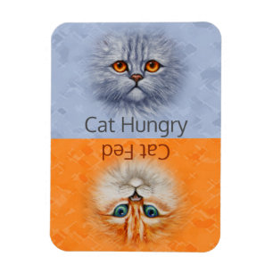 Happy Cat Fed Sad Cat Hungry Magneet