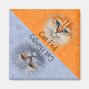 Happy Cat Fed Sad Cat Hungry Magneet