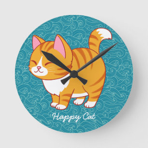 Happy Cat gepersonaliseerd Ronde Klok