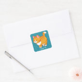 Happy Cat gepersonaliseerd Vierkante Sticker (Envelop)