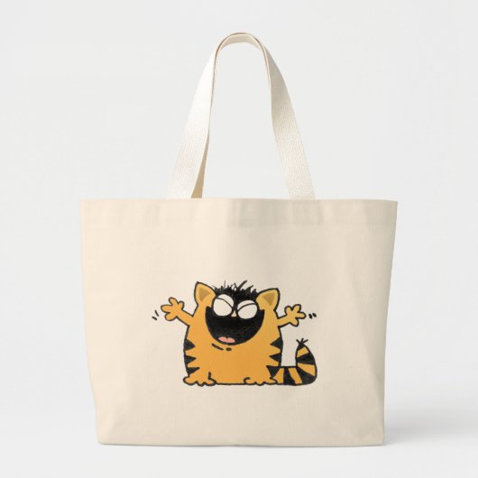 Happy Cat Grote Tote Bag (Voorkant)