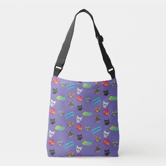 Happy Cat Head Redux - met tekst Crossbody Tas (Voorkant)