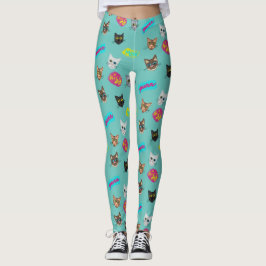 Happy Cat Head Redux - met tekst Leggings