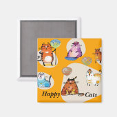 Happy Cat Magnet or couleur (Recto/Verso)