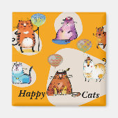 Happy Cat Magnet or couleur (Devant)