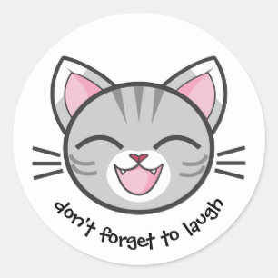 Happy Cat motiveert One tot Laugh Ronde Sticker