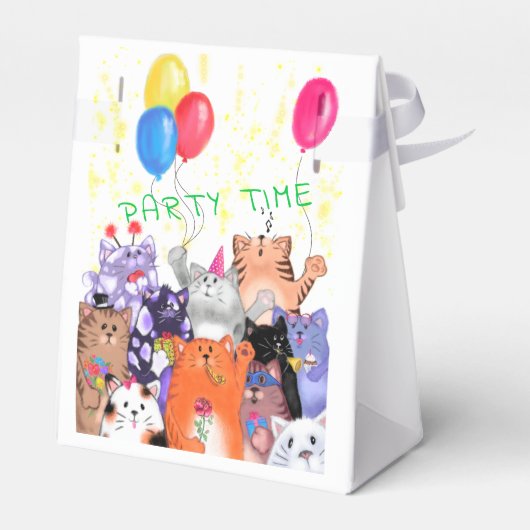 Happy Cat Party geschenkdoos - aangepaste tekstnaa Bedankdoosjes (Achterkant)