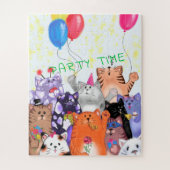 Happy Cat Party Puzzle Cartoon Funny Cats (Vertical)