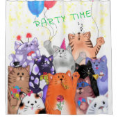 Happy Cat Party Shower Curtain - Funny Douchegordijn (Voorkant)