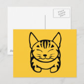 Happy Cat Post Kaart (zwart op geel) (Voorkant / Achterkant)